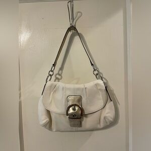 SOLD - Coach Ivory and Metallic Gold SoHo Leather Shoulder Bag F17217